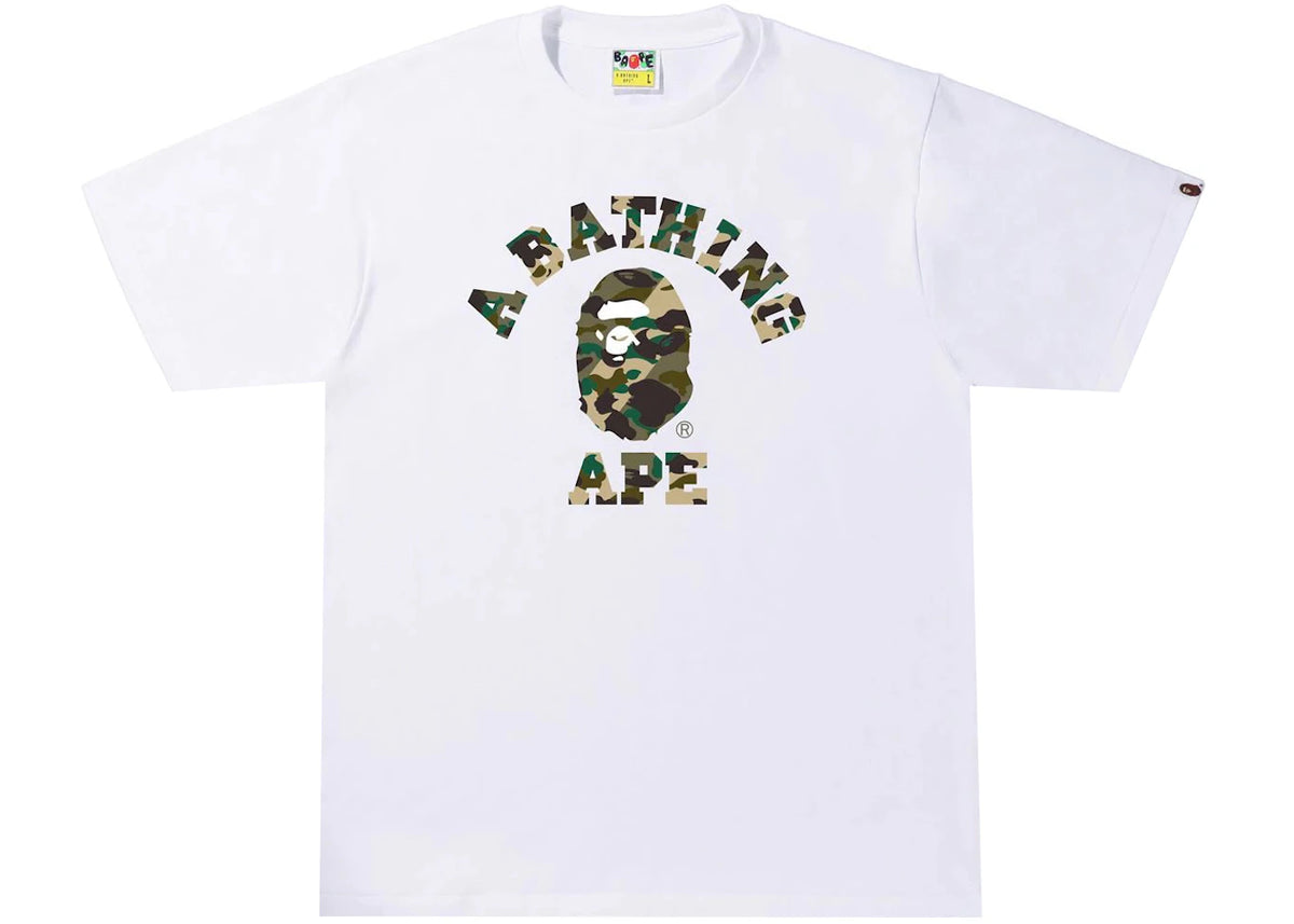 BAPE 1st Camo Crazy College Tee White